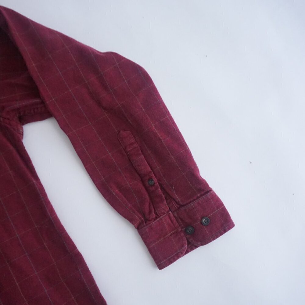 Vintage Retreat Maroon Checker Pattern 100% Cotton Button Down Dress Shirt L - Picture 4 of 10